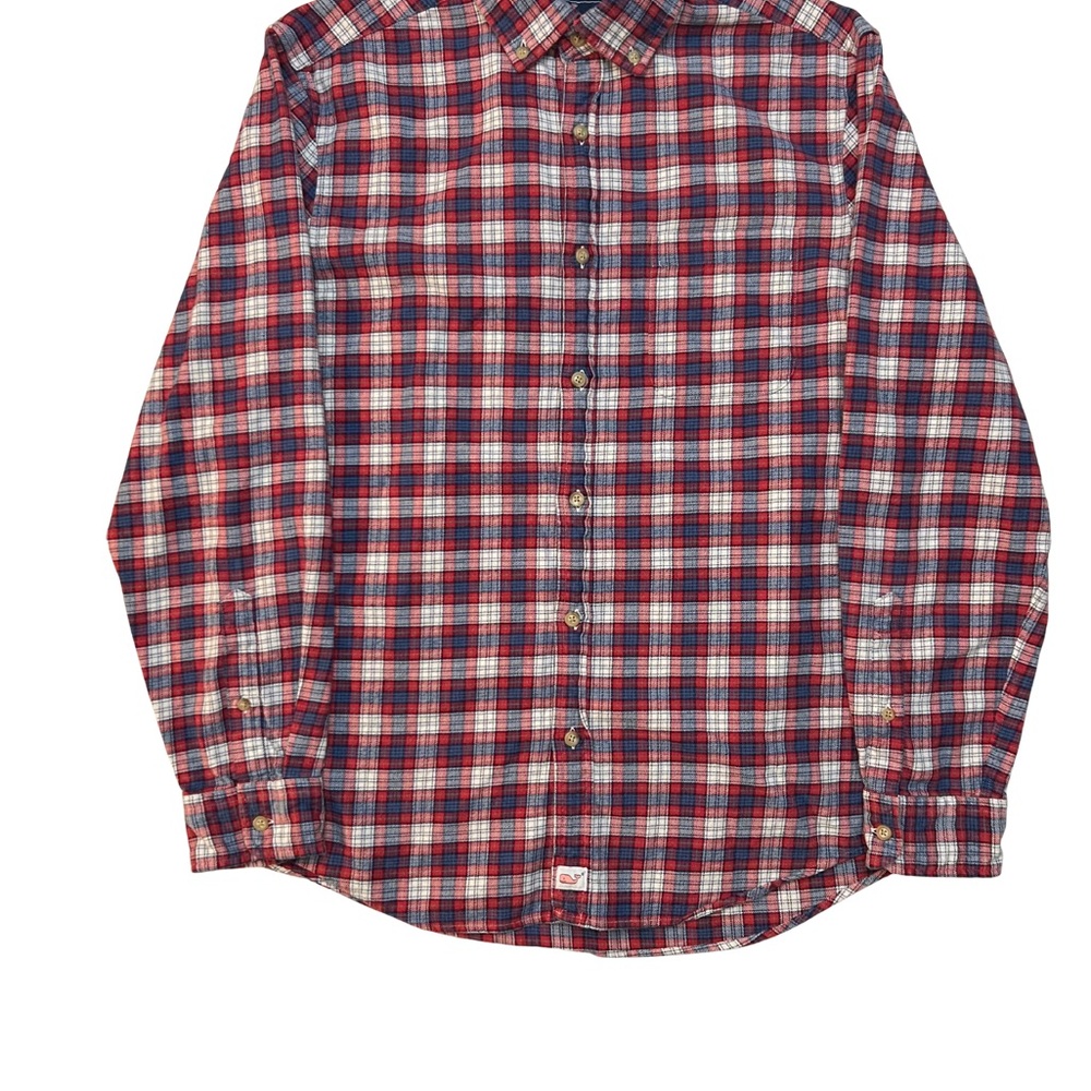 Vineyard Vines Medium Men’s Murray Shirt Red Blue Plaid Flannel Classic Fit